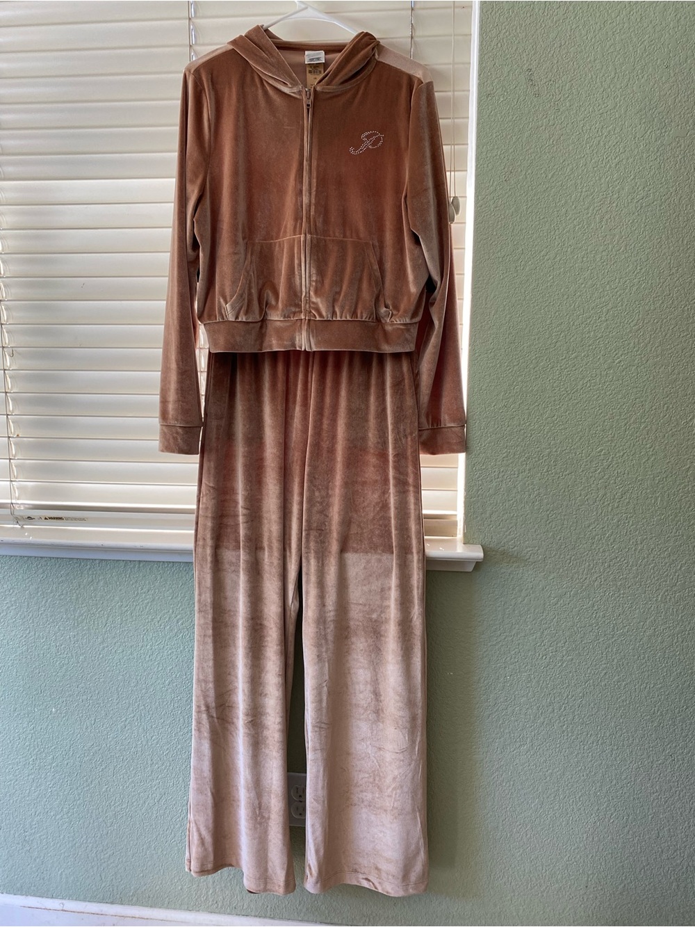 PINK Victoria's Secret Velour Zip Hoodie and Wide-Leg Pants Set - Dusty Rose